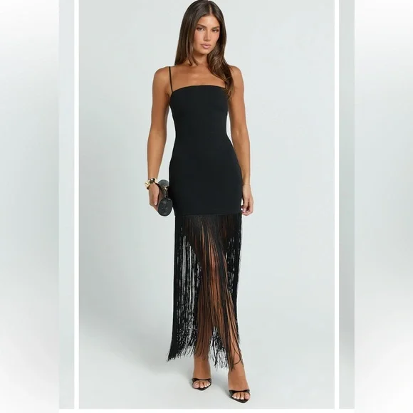 Showpo Black Fringe Dress - Picture 3 of 4